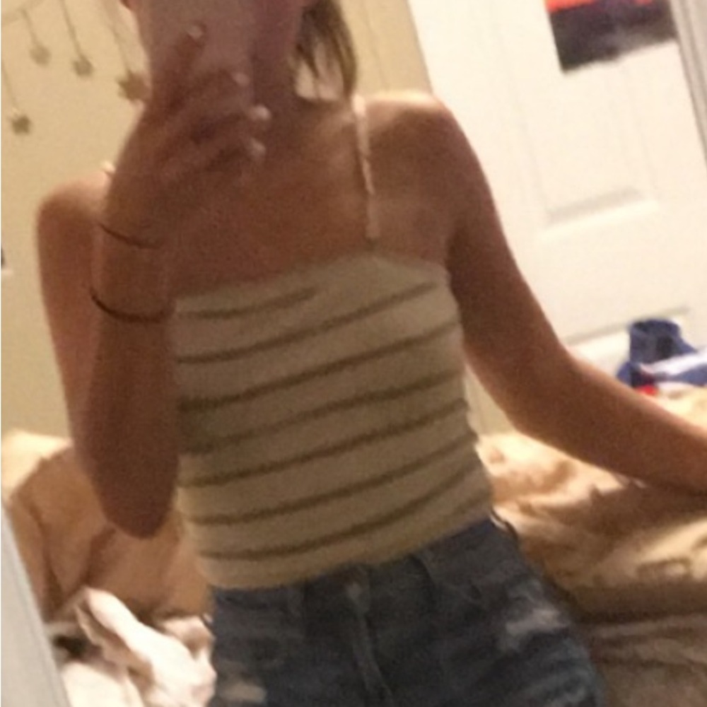 Urban Outfitters Beige and Green Striped Camisole